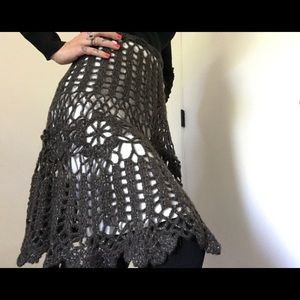 Lux Granny Square Hand-knit Sparkle Layer Skirt